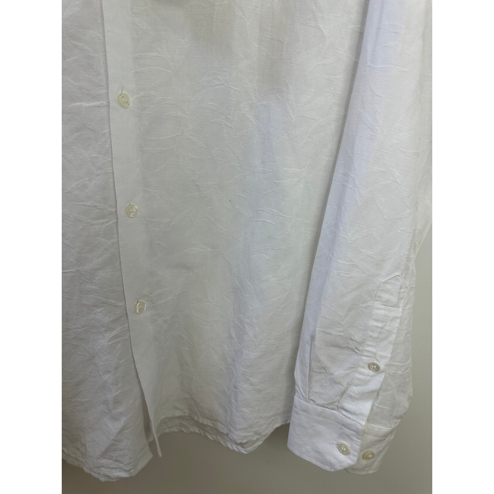 NWT Murano Baird McNutt Linen Blend Shirt White Floral Texture LS Slim Fit Large - Picture 7 of 16